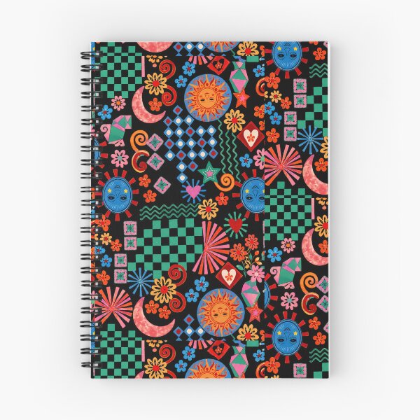 Item preview, Colorful Celestial Folk Art Sun Moon Floral Geometric Pattern designed and sold by flowerpower999.