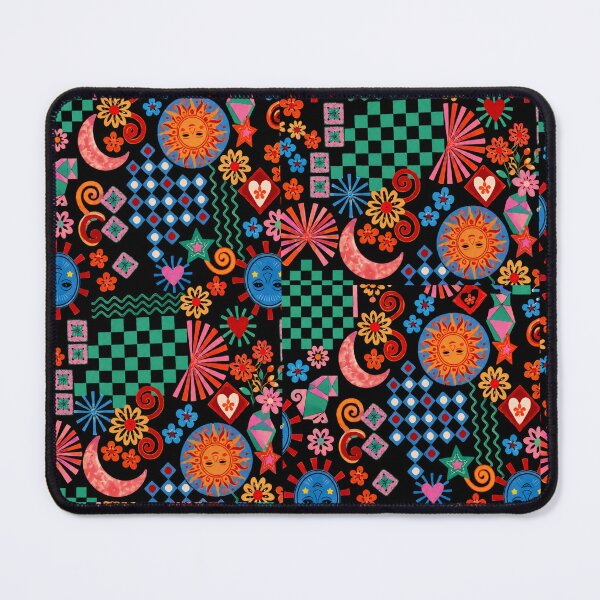 Item preview, Colorful Celestial Folk Art Sun Moon Floral Geometric Pattern designed and sold by flowerpower999.