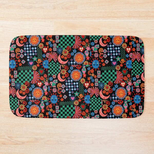 Item preview, Colorful Celestial Folk Art Sun Moon Floral Geometric Pattern designed and sold by flowerpower999.