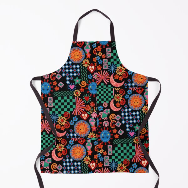 Item preview, Colorful Celestial Folk Art Sun Moon Floral Geometric Pattern designed and sold by flowerpower999.