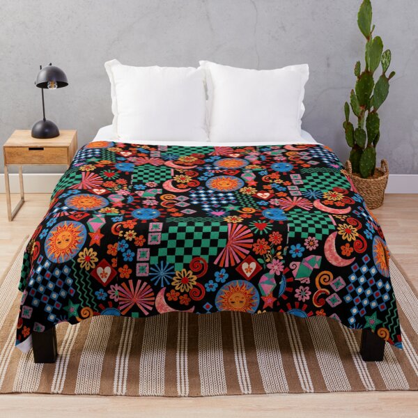 Item preview, Colorful Celestial Folk Art Sun Moon Floral Geometric Pattern designed and sold by flowerpower999.