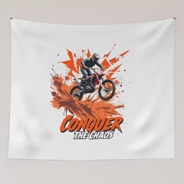 Item preview, Dynamic Hard Enduro Motorcycle Jumping Action Splatter Paint Illustration designed and sold by RevUpDesign.