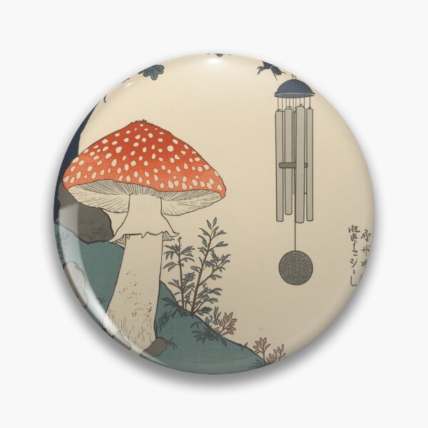 Item preview, Ukiyo-e Fly Agaric Mushroom & Wind Chime - Indigo Summer designed and sold by derideriworks.
