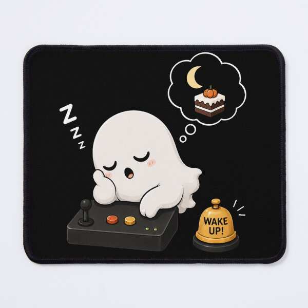 Item preview, Sleepy Halloween Ghost Dreaming of Cake designed and sold by Golden Ember Studio.