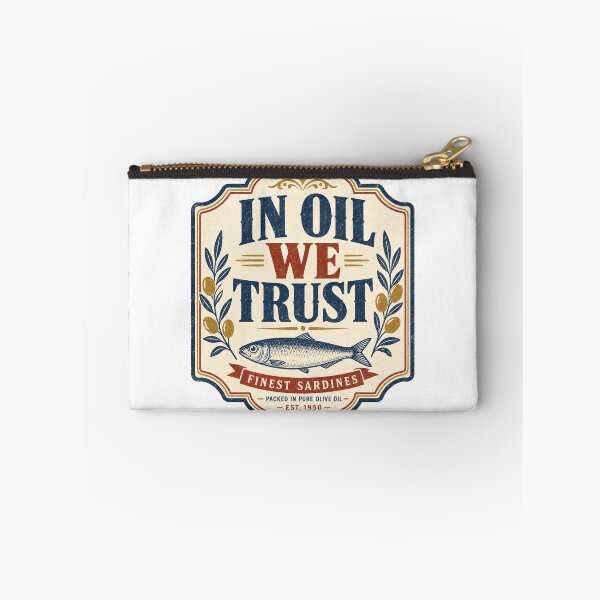 Item preview, In Oil We Trust Vintage Sardines Label designed and sold by BoosterShop.