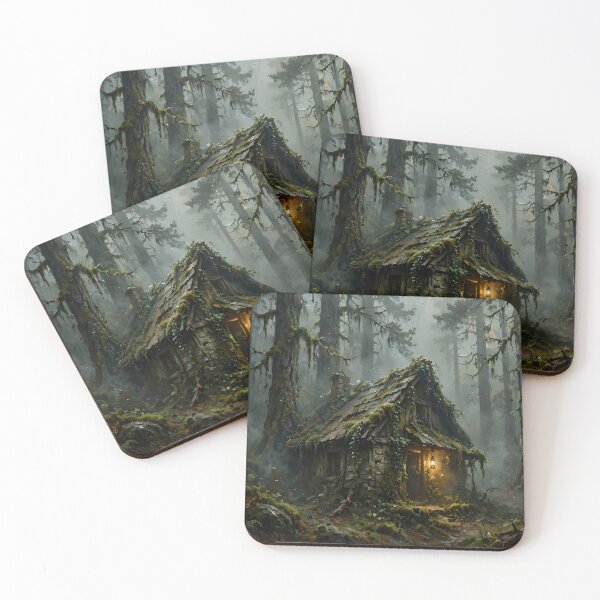 Item preview, Enchanted Forest Cabin at Twilight | Mystical Woodland Cottage Fantasy designed and sold by cr6zym1nd.