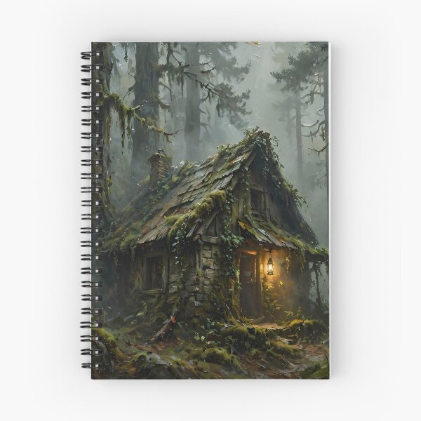 Item preview, Enchanted Forest Cabin at Twilight | Mystical Woodland Cottage Fantasy designed and sold by cr6zym1nd.