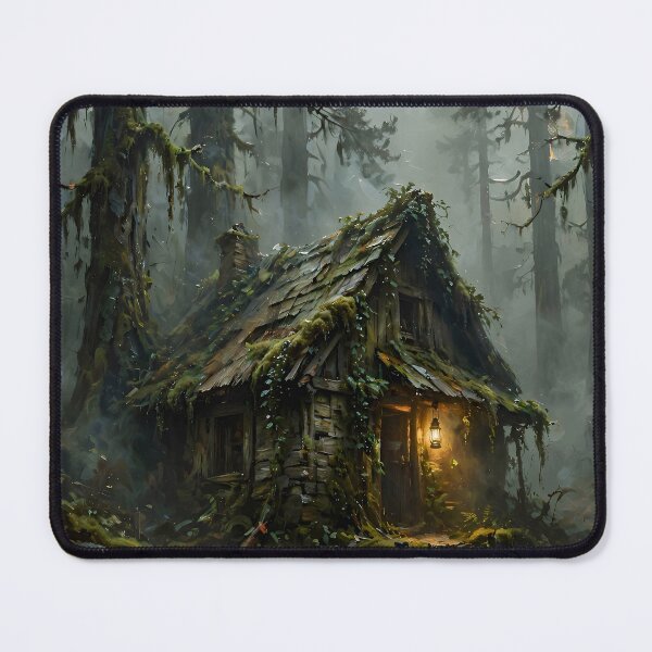 Item preview, Enchanted Forest Cabin at Twilight | Mystical Woodland Cottage Fantasy designed and sold by cr6zym1nd.