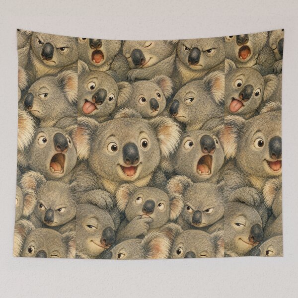 Item preview, Funny Koala Portrait Pattern - Wildlife Illustration Whimsical Style designed and sold by merchxwear.