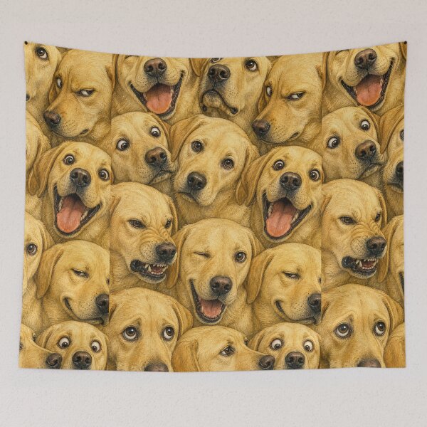 Item preview, Labrador Retriever Faces Collage - Funny Dog Vintage Artwork designed and sold by merchxwear.
