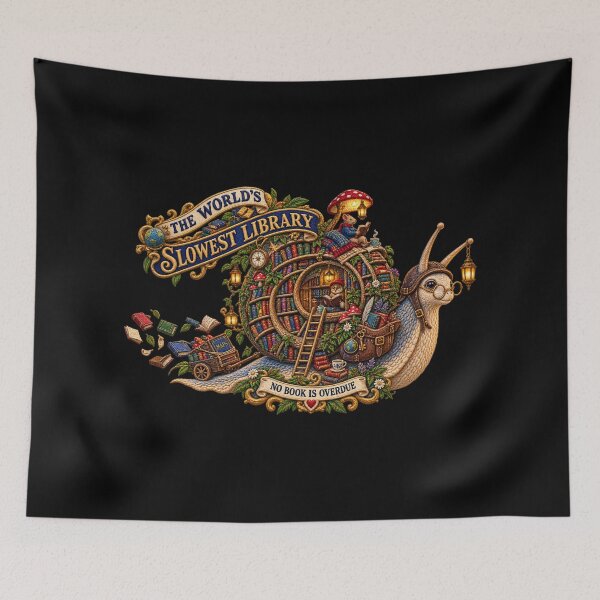 Item preview, Snail Library – The World’s Slowest Library Embroidered Book Lover Art designed and sold by Emoji Emblems.