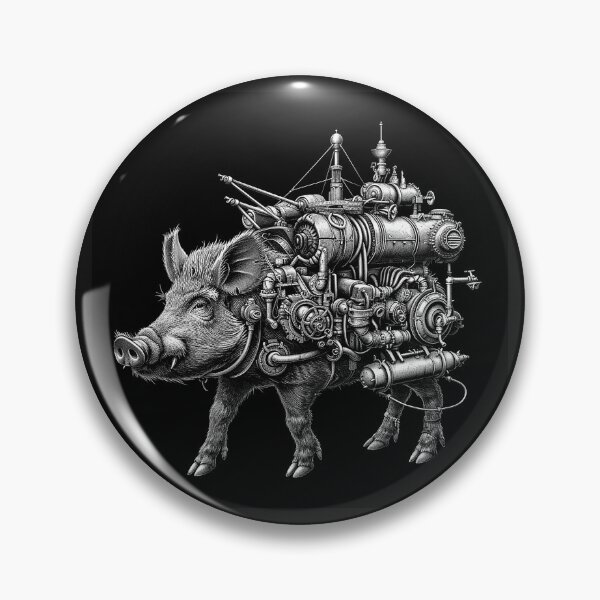 Item preview, Steampunk Boar Machine Mechanical Wild Hog with Clockwork Engine designed and sold by inkoutninja.