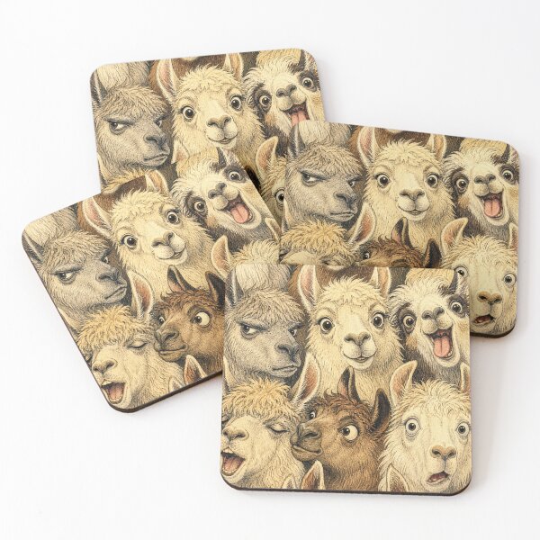 Item preview, Funny Llama Face Collage - Llama Portraits Vintage Animal Illustration designed and sold by merchxwear.