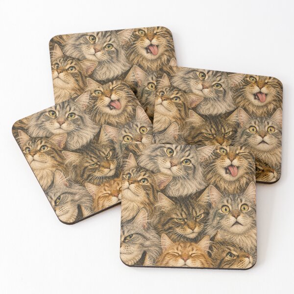 Item preview, Funny Maine Coon Cat Portrait - Cute Fluffy Cat Illustration designed and sold by merchxwear.