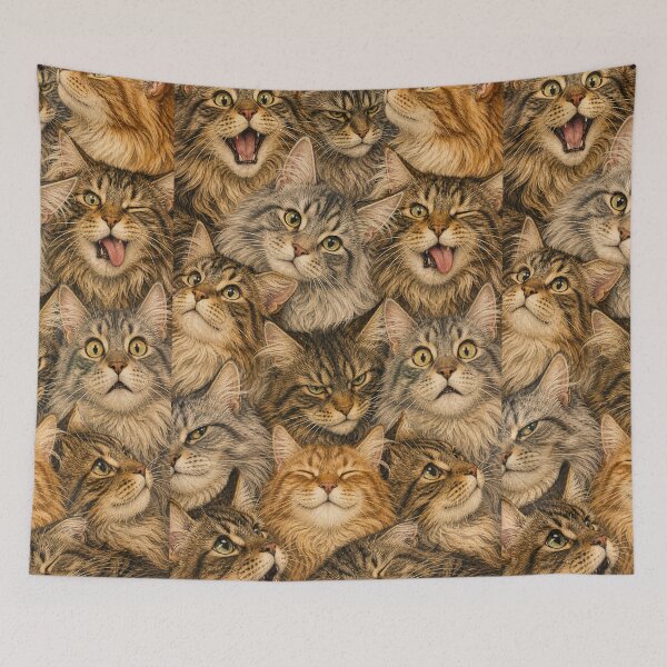 Item preview, Funny Maine Coon Cat Portrait - Cute Fluffy Cat Illustration designed and sold by merchxwear.