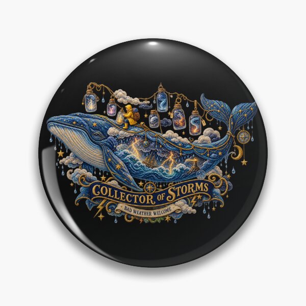 Item preview, Celestial Whale Collector of Storms – Surreal Embroidered Ocean Fantasy Art designed and sold by Emoji Emblems.