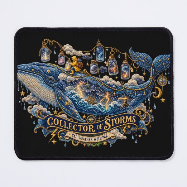 Item preview, Celestial Whale Collector of Storms – Surreal Embroidered Ocean Fantasy Art designed and sold by Emoji Emblems.