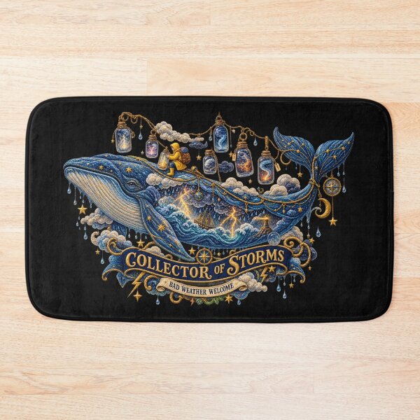 Item preview, Celestial Whale Collector of Storms – Surreal Embroidered Ocean Fantasy Art designed and sold by Emoji Emblems.