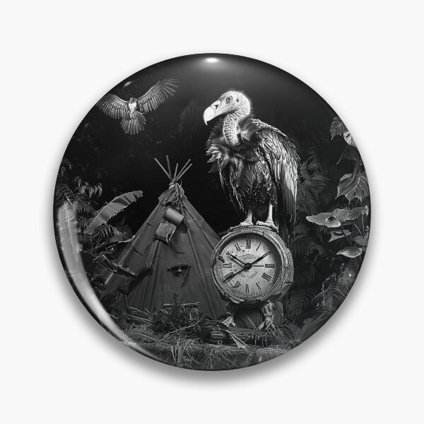 Item preview, Vulture on Antique Clock Dark Jungle Expedition Art designed and sold by inkoutninja.