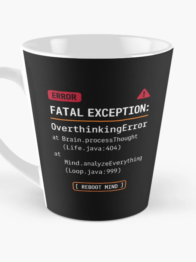 Thumbnail 3 of 4, Coffee Mug, Overthinking Error - Programmer IT Stack Trace designed and sold by SplashTastic.