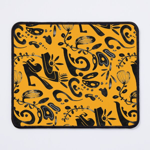 Item preview, Marigold Orange Whimsical Black Ink Folk Floral Pattern designed and sold by wissal.studio.