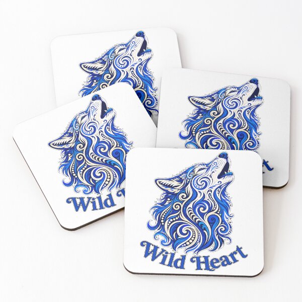 Item preview, Wild Heart – Blue Tribal Swirl Wolf designed and sold by CosmicFlora Studio.