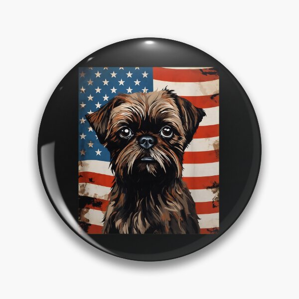 Item preview, Patriotic Brussels Griffon American Flag Portrait designed and sold by campsderre.