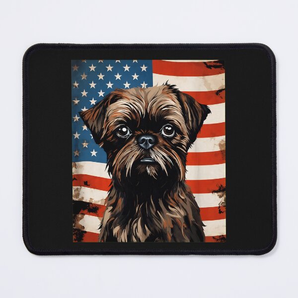 Item preview, Patriotic Brussels Griffon American Flag Portrait designed and sold by campsderre.