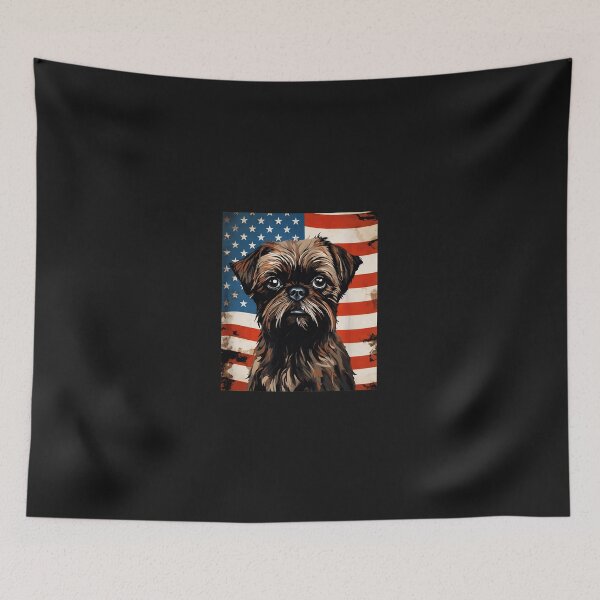 Item preview, Patriotic Brussels Griffon American Flag Portrait designed and sold by campsderre.