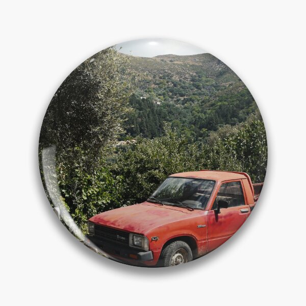 Item preview, Old red Toyota pickup truck in the mountains of Crete, Original photography designed and sold by studio838.