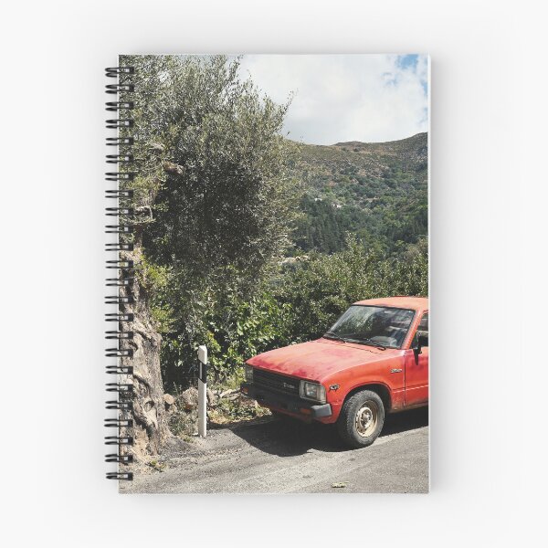Item preview, Old red Toyota pickup truck in the mountains of Crete, Original photography designed and sold by studio838.