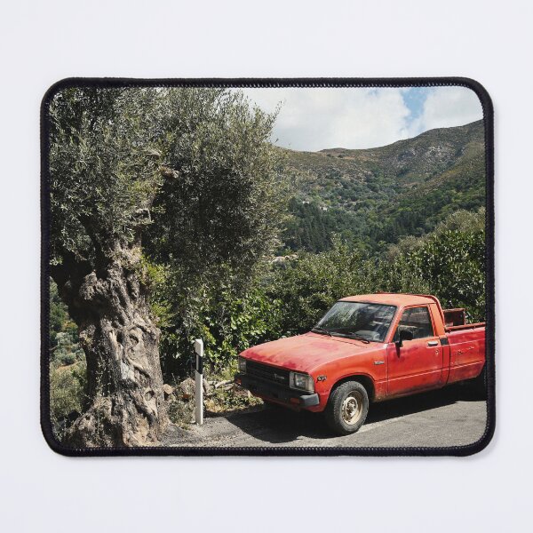 Item preview, Old red Toyota pickup truck in the mountains of Crete, Original photography designed and sold by studio838.