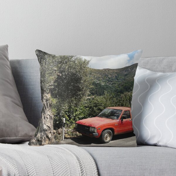 Item preview, Old red Toyota pickup truck in the mountains of Crete, Original photography designed and sold by studio838.