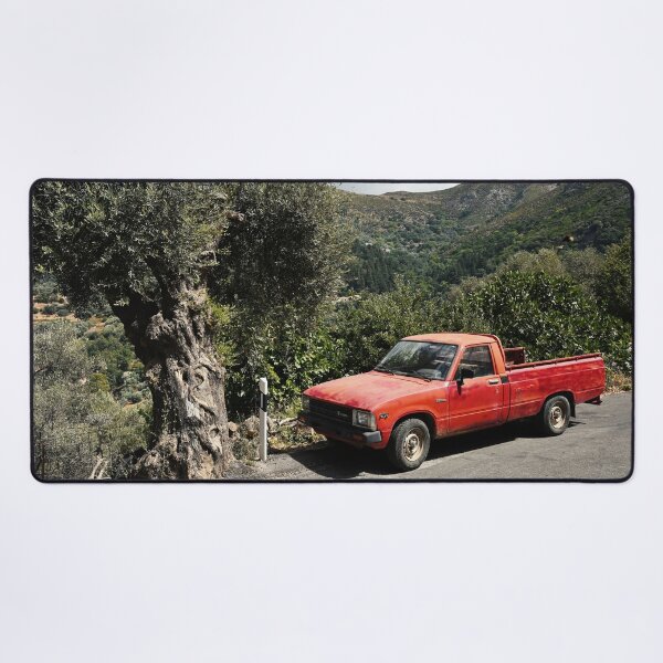 Item preview, Old red Toyota pickup truck in the mountains of Crete, Original photography designed and sold by studio838.