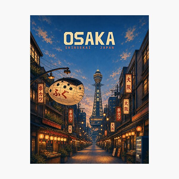 Item preview, Osaka Shinsekai Japan Retro Travel Poster designed and sold by PopChaosStudio.