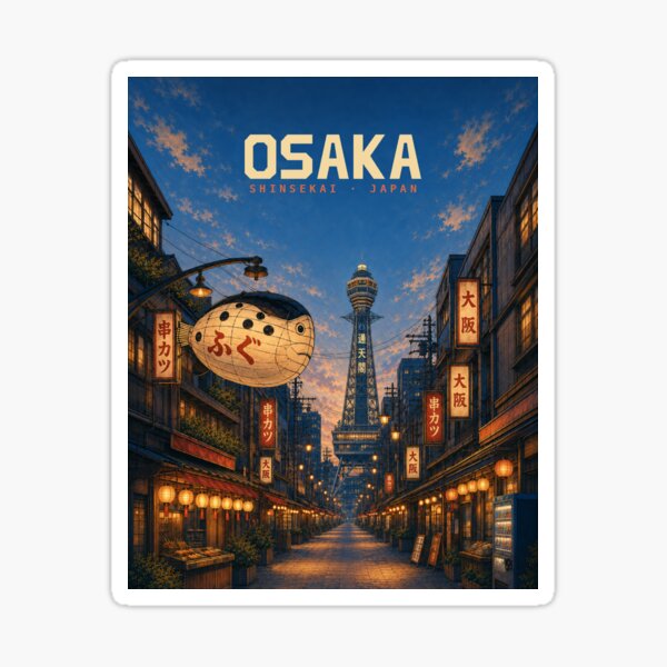 Item preview, Osaka Shinsekai Japan Retro Travel Poster designed and sold by PopChaosStudio.