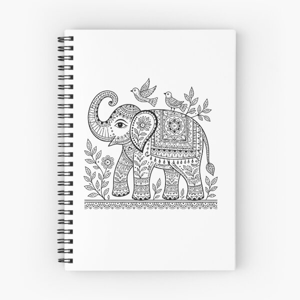 Item preview, Madhubani Inspired Elephant Line Art designed and sold by Myra365Art.