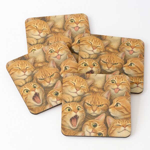 Item preview, Orange Tabby Cat Face Collage - Feline Portrait Illustration designed and sold by merchxwear.