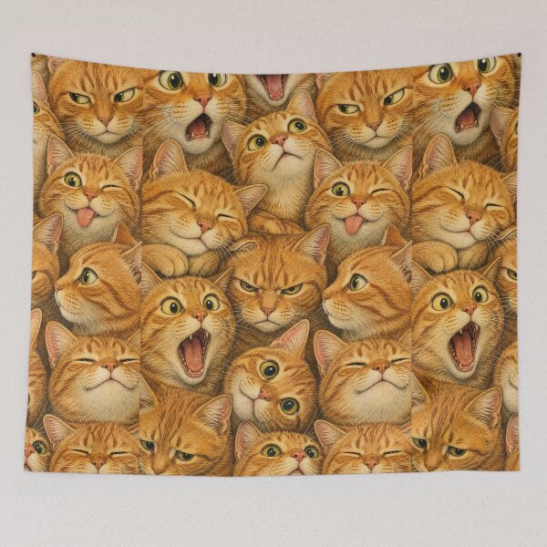 Item preview, Orange Tabby Cat Face Collage - Feline Portrait Illustration designed and sold by merchxwear.