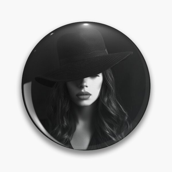 Item preview, Mysterious Woman in Wide Brim Hat Black and White Noir Portrait designed and sold by inkoutninja.