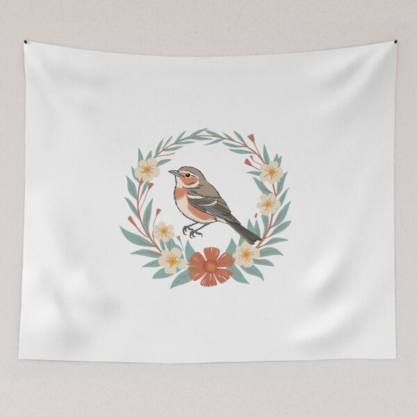Item preview, Cottagecore Wild Bird Botanical Wreath Illustration designed and sold by nova-bloom.