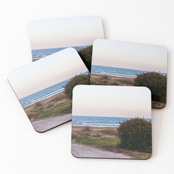 Item preview, Coastal Beach Shrub with Orange Berries Overlooking Calm Sea at Sunset designed and sold by Nmallia.