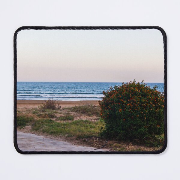 Item preview, Coastal Beach Shrub with Orange Berries Overlooking Calm Sea at Sunset designed and sold by Nmallia.
