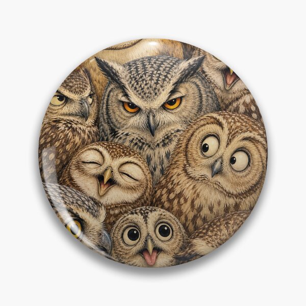 Item preview, Funny Owl Faces Collage - Whimsical Bird Portrait Illustration designed and sold by merchxwear.