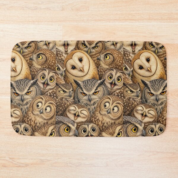 Item preview, Funny Owl Faces Collage - Whimsical Bird Portrait Illustration designed and sold by merchxwear.