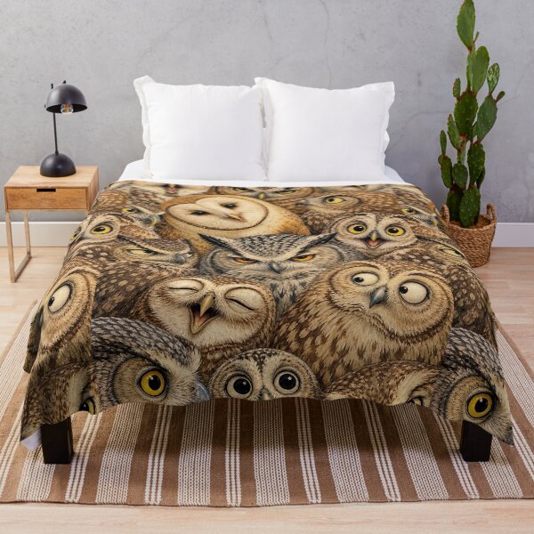 Item preview, Funny Owl Faces Collage - Whimsical Bird Portrait Illustration designed and sold by merchxwear.