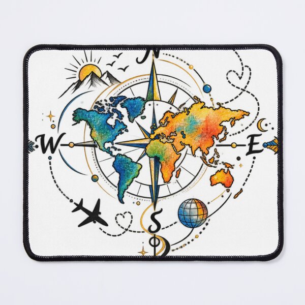 Item preview, Creative Travel Compass Globe Illustration designed and sold by PearlPathFinds.