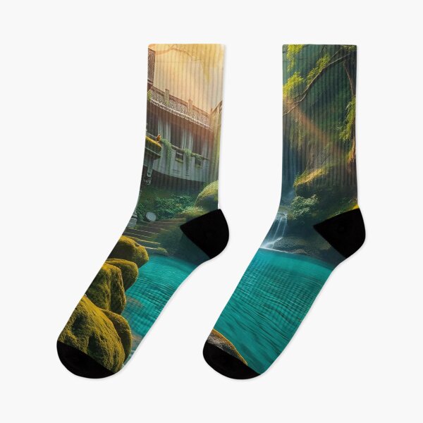 Item preview, Hidden Waterfall Temple – Ancient Forest Ruins & Turquoise Paradise designed and sold by DreamyWallVibes.