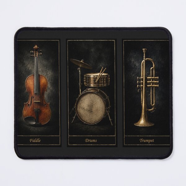 Item preview, Vintage Music Triptych — Fiddle, Drums & Trumpet designed and sold by 3rdBirdInk.