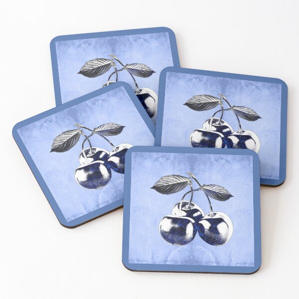 Item preview, Blue Cherries Three Fruit Stem Leaves Botanical Still Life designed and sold by Ghoul Enterprises.